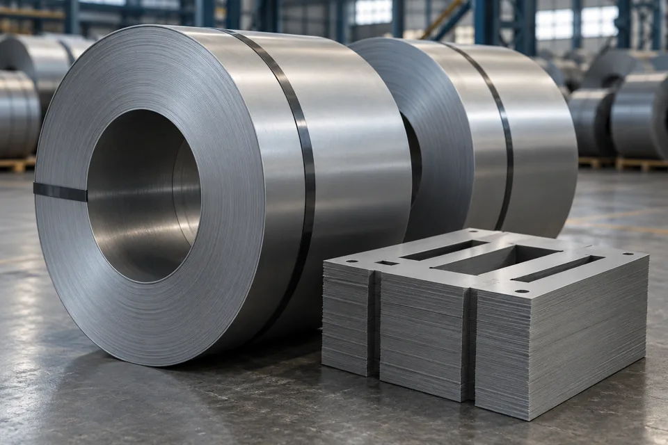 Electrical steel coils and laminations, illustrative image